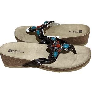 White Mountain Cardenia Jeweled Wedge Sandal size 10 gorgeous NWOT